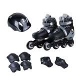 Patins Infantil 4 Rodas In Line com Kit Proteção Tamanho 32-35 Preto – brink+