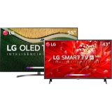 Smart TV Oled 55” LG OLED55B9 HDR Ativo com Dolby Vision e Dolby Atmos 4 HDMI 3 USB Wi-Fi com Inteligência Artificial + Smart TV Led 43” LG 43LM6300 FHD Thinq AI Conversor Digital Integrado 3 HDMI 2 USB Wi-Fi