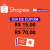 Cupom de R$ 15,00 em pedidos acima de R$ 70,00 na Shopee