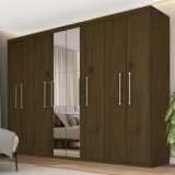 Guarda Roupa Lauren 8 Portas Espelho Central Cedro – Moveis Arapongas