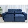 Sofá Retrátil e Reclinável com 2,00m de Largura em Tecido Suede – Azul