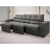 Sofá com Porta Copos e Carregador USB Retrátil e Reclinável Ringo 2,30m Velosuede Cinza – NETSOFAS