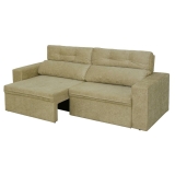 Sofá 4 Lugares Parma Retrátil e Reclinável Suede Amassado Bege – Rifletti