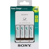 Carregador Com 4 Pilhas Aa Recarregáveis 2500mha Bivolt Branco Sony