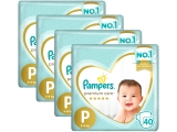 Kit Fraldas Pampers Premium Care Tam. P 5 a 8Kg – 4 Pacotes com 40 Unidades Cada Kit Black Friday