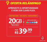 Claro Flex 20GB + APPs (WhatsApp, Facebook, Instagram, Twitter, Waze e Claro Music sem descontar da franquia) Sem Fidelidade
