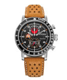 Citizen Relógio masculino Eco-Drive Star Wars, aço inoxidável com pulseira de couro laranja, piloto rebelde, prateado (modelo: CA4478-56L), Prateado, Piloto rebel