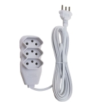 Extensao 3 Tomadas Slim Tripolar, Force Line, Branco 1,0M