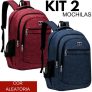 Kit 2 Mochilas Bolsa Viagem Resistente Impermeável Coreana Masculina Feminina Escola – Cor Aleatória – New Bag