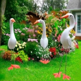 Enfeite Jardim trio garça em cerâmica lindos enfeites seu jadim
