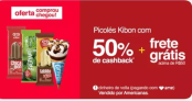 Picolés e Sorvetes Kibon com 50% de cashback AME – 65% para Super Caçador AME