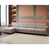 Sofá 4 Lugares Living com Chaise Pé Palito Linho Cotton Cru – Mobly