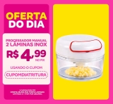 Processador Triturador Fatiador Picador Moedor De Temperos Legumes Frutas Alimentos Alho Cebola Manual 2 Lâminas Aço Inox – BMAX