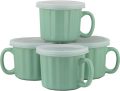 10 Strawberry Street Caneca de sopa de 473 ml com tampa, conjunto de 4, turquesa