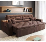 Sofá Bahia 2,05m Retrátil, Reclinável com Molas e Almofadas Espresso Móveis Marrom