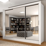 Guarda Roupa Casal Paloma 3 Portas 03 Espelhos 4 Gav Branco – At Home