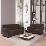 Conjunto de Sofá 2 e 3 Lugares Holanda Marrom Suede