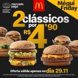McDonald’s e Mercado Pago: 2 clássicos por R$ 4,90 ou 10 cheeseburgers por R$ 20 na Black Friday!