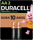 Pilha Recarregável AA Pequena DURACELL com 2 unidades