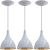 Combo Kit com 3 Pendentes Ágata Cone Branco E Dourado Lustre Alumínio Luminária Sala
