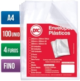 Blister 100 Envelopes A4 Fino 4 Furos, Dac, Blister 100 Envelopes A4 Fino 4 Furos 5070A4-100, Transparente, 5070A4-100