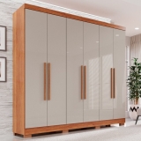 Guarda-roupa Casal 6 Portas 2 Gavetas França Cinamomo/Off-White
