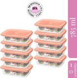 kit 10 potes plástico hermético 785ml sanremo Cor:Coral