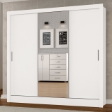 Guarda Roupa Com Espelho Ella Branco – Móveis Arapongas