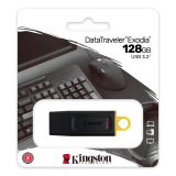 Pen Drive DataTraveler Exodia 128GB Kingston com Conexão USB 3.2, Preto/Amarelo – DTX/128GB