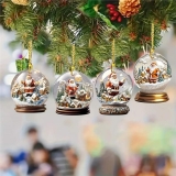[Conjunto de decoração de Natal] 4 peças de bolas de vidro de floco de neve de acrílico 2D
