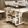 Mesa portátil para sofá e cama, mesa lateral para laptop com altura ajustável (Preto)