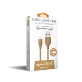 Cabo Lightning em Nylon Trançado Para Iphones, Ipads e Ipods, Geonav, Esligo, Dourado, 1M