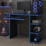 Mesa Escrivaninha Para Computador Escritório Pc Gamer RTX (Preto/Azul)