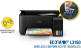 Multifuncional Epson EcoTank L3150 – Tanque de Tinta Colorida, Wi-Fi Direct, USB, Bivolt