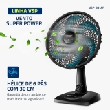 Ventilador de Mesa Mondial 110V, 30cm, 6 pás, Super Power – VSP-30-AP