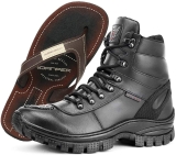 Bota Coturno Adventure Em Couro Palmilha com Memória Tratorada Cano Curto Preta Com Danper