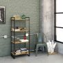 Estante Multiuso 4 Prateleiras 146x60cm Estilo Industrial, Compace, Kuadra, Carvalho/Est.Preta