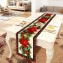 Corredor de mesa xadrez vermelho e preto de 71 polegadas – decoração de mesa de Natal