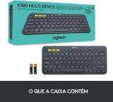 Teclado sem fio Logitech K380 com Conexão Bluetooth para até 3 dispositivos e Pilha Inclusa para PC, Mac, Android, iOS e Apple TV – Cinza