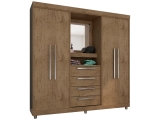 Guarda-roupa Casal 4 Portas 4 Gavetas – Araplac Moscou com Espelho