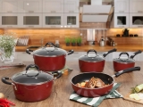 Jogo de Panelas Tramontina Antiaderente – de Alumínio Vermelho 5 Peças Convida Mônaco
