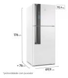 Geladeira inverter no frost Electrolux Top Freezer IF55 branca com freezer 431L