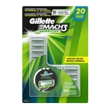 Carga Para Aparelho de Barbear Gillette Mach3 Sensitive 20 Unidades, Gillette