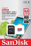 Cartão de Memória SanDisk Micro SD 64GB Ultra Classe 10 Vel.até 80MB/s a Prova de Água p/ Smartphone SDSQUNC-064G-GN6MA