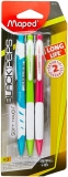 Lapiseira Black Peps Long Life 0.7 mm Cores Sortidas Blister X 3, Maped, 151, Azul/Verde/Rosa, Pacote de 3