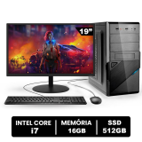 Computador Bestpc Completo, Intel Core I7 3ª Geração, 16GB RAM, SSD 512GB, Windows 10 + Monitor 19 LED + Kit Teclado E Mouse