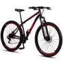 Bicicleta Aro 29 Aço Carbono Ksvj Freios Disco Suspensão 21v – Preto+Vermelho