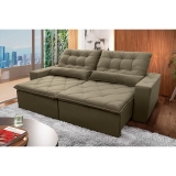 Sofá Retrátil/Reclinável Islândia 2,50m Suede Velut Bege c/ Molas no Assento – King House