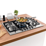 Cooktop 5 bocas Brastemp Gourmand Inox com duplachama e trempe com ferro fundido – BDK75DR – 220V