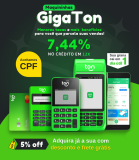 Maquininhas GIGA TON taxa de 7,44% no crédito 12x ou 1,45% no débito!